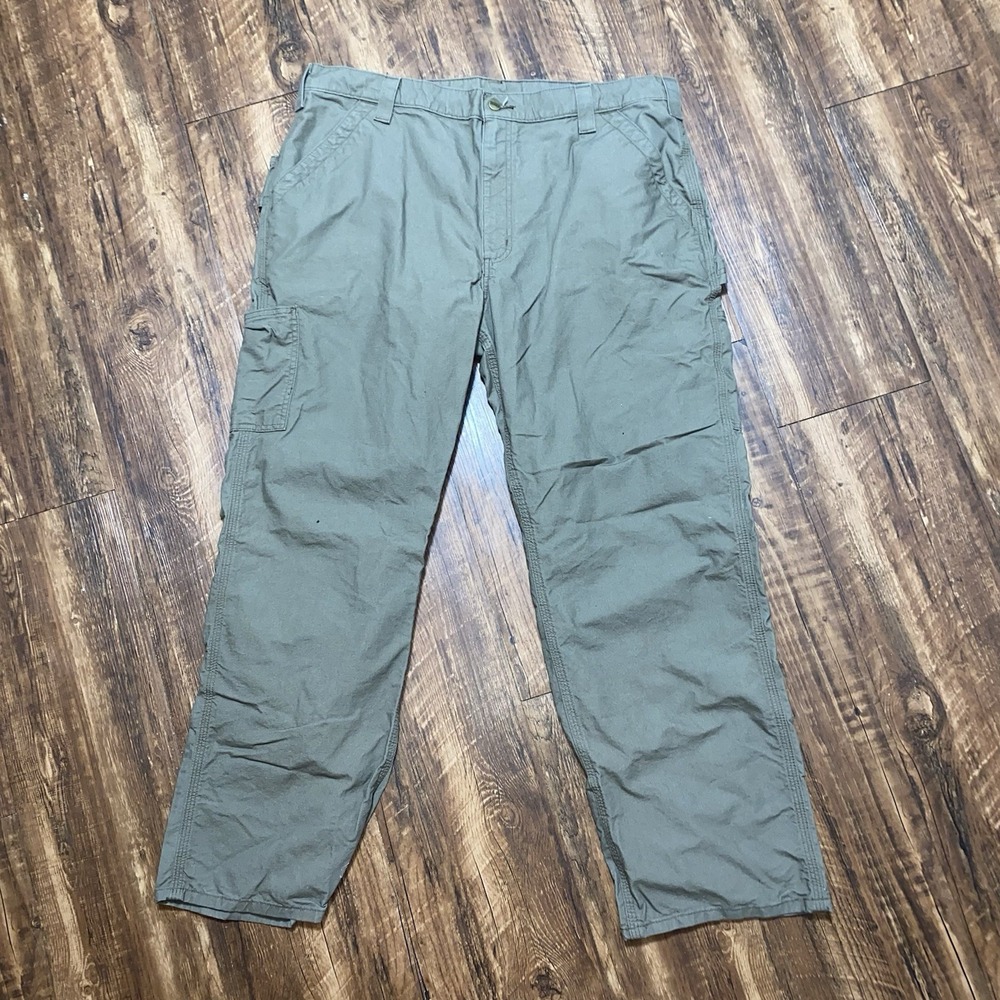 Carhartt Green Cotton Cargo Dungarees Pants Mens 40x30